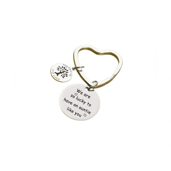 Aunt Appreciation Gift With Phrase Engraved on stainless steel Keychain - Picture 3 of 5